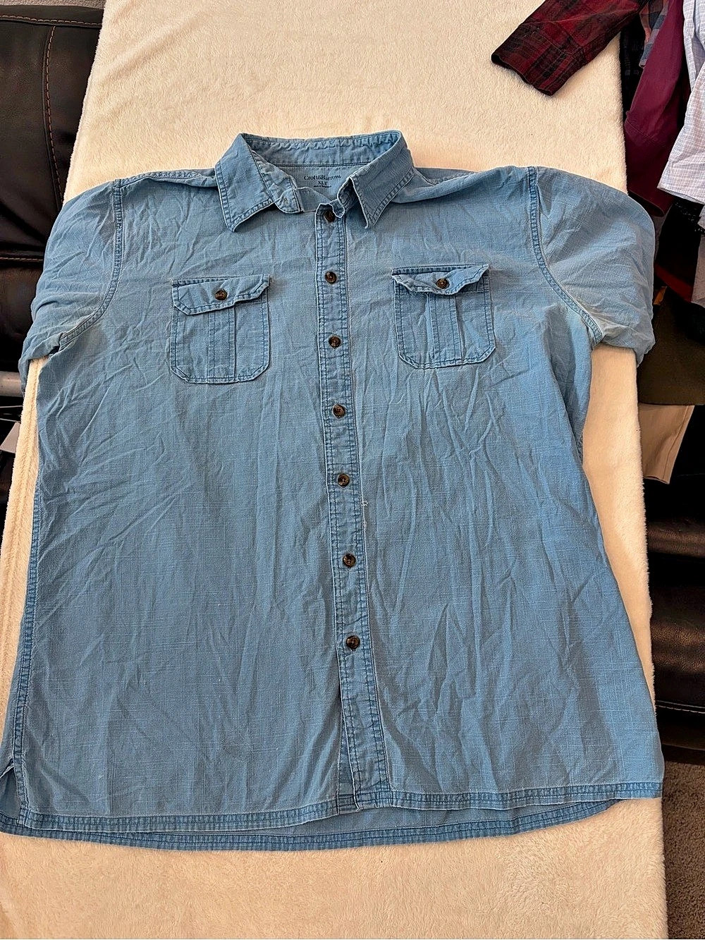 Croft & Barrow Men's Cotton Button Down Shirt Size XL Blue
